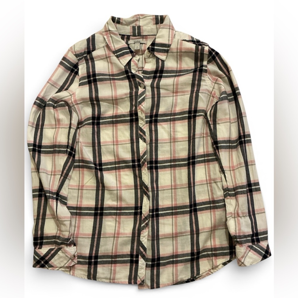 Croft & Barrow White Pink Plaid Button-Up Shirt
